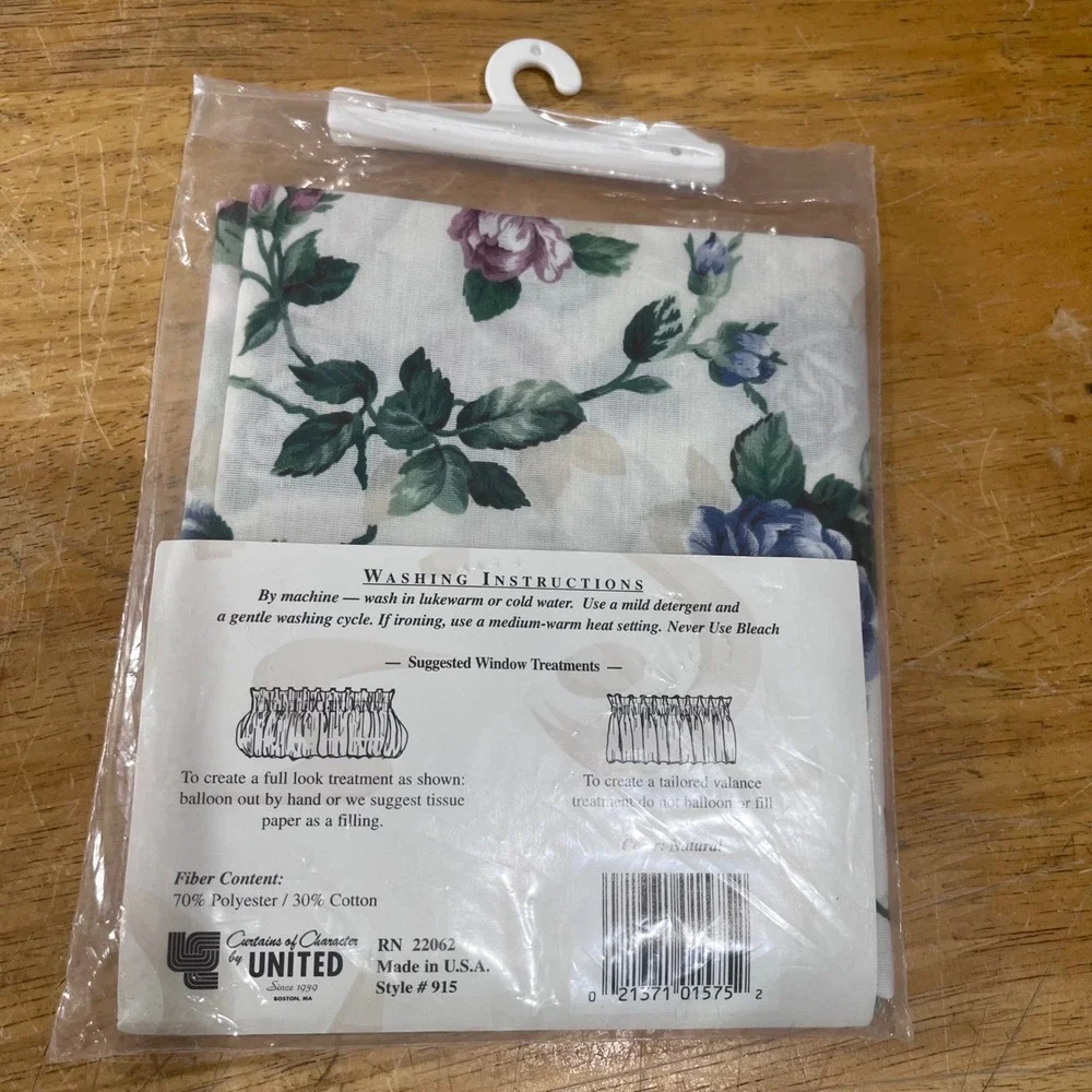 Vtg United‎ Rosebud Floral Balloon Valance 60x14 Cottagecore Shabby Chic NIP USA